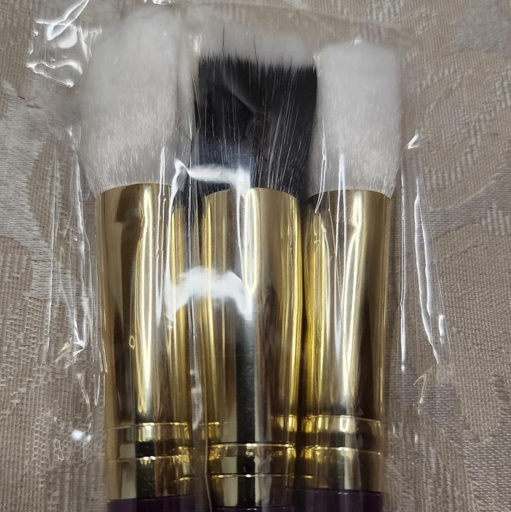 ACE BEAUTÉ 3PC MAKEUP BRUSH SET PURPLE GOLD PROFESSIONAL NEW SEALED